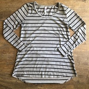 Lularoe Lynnae Grey and Black Stripe - Size M